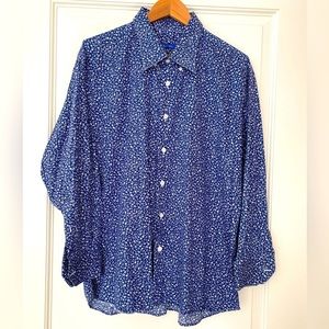 Royal Classic Men's Custom Made Button-up Long Sleeve Shirt XL Floral Blue